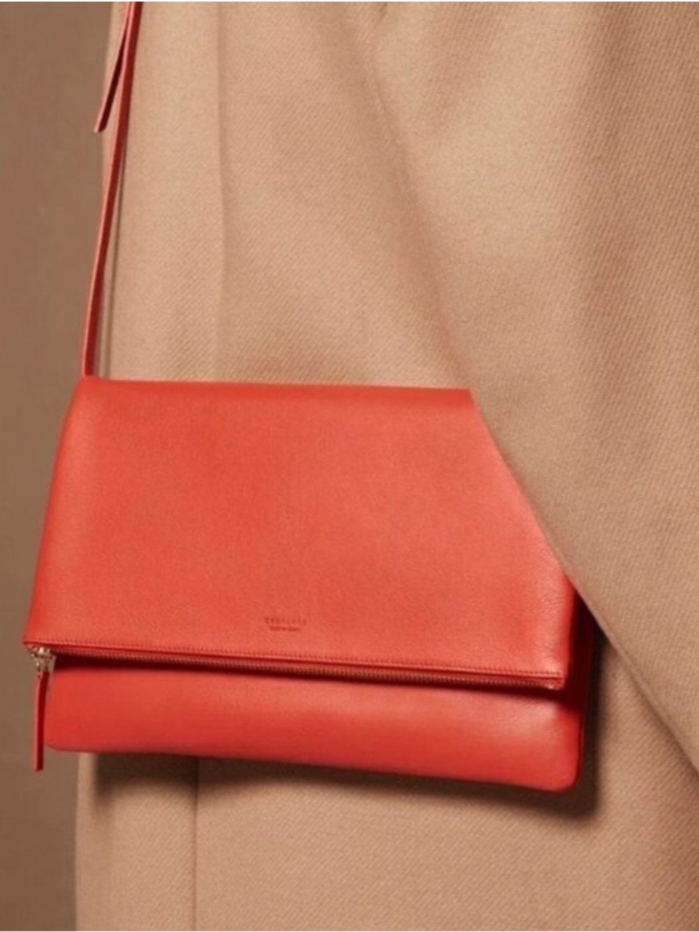 Everlane Red Leather Envelope Clutch